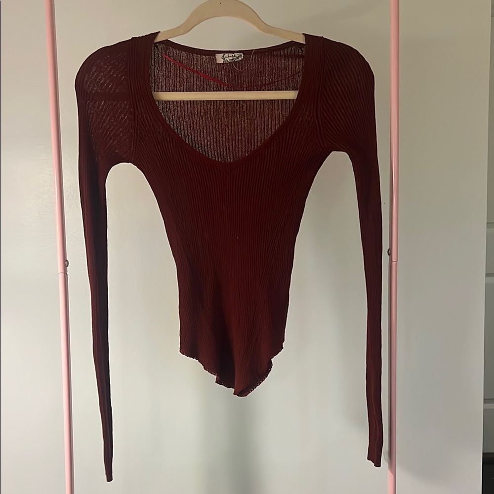 Anthropologie Red Asymmetrical Bodysuit Fitted